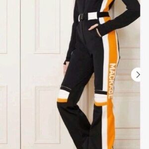 NWT Mackage Black Ski Suit with Vibrant Yellow and White Accents